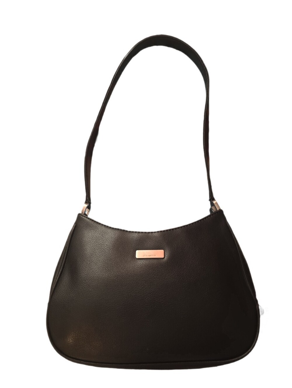 Vintage Y2K Black Minimalist Leather Shoulder Bag Handbag Pristine Leather - Picture 1 of 15